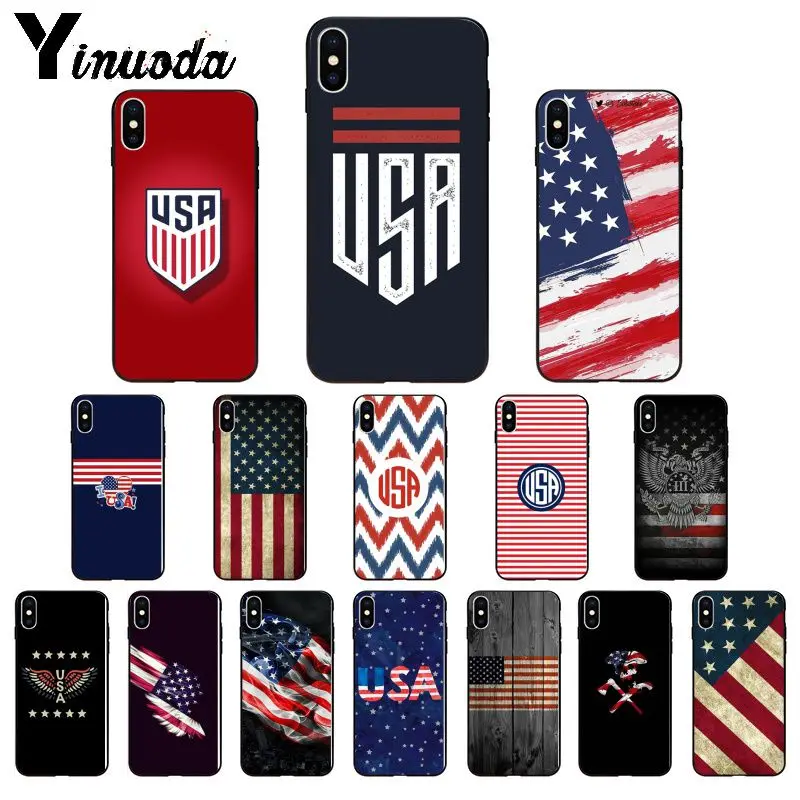 

Yinuoda America USA Flag TPU Soft Silicone Phone Case for Apple iPhone 8 7 6 6S Plus X XS MAX 5 5S SE XR 11 11pro max Cover