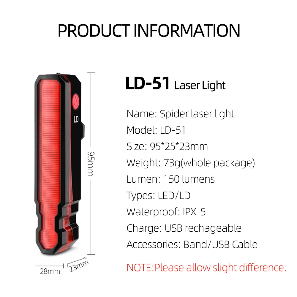 ThinkRider Laser Bike Light Front Rear Safety Warning Bicycle USB Rechargeable Bike Tail Rear Light Waterproof Cycling Lamp