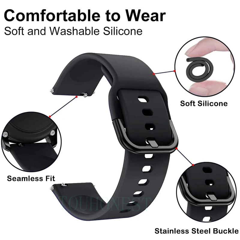 22MM 20MM Strap For Samsung Galaxy watch 6 5 4 3 45MM Active 2 Sport S2 S3 Silicone Band Amazfit gtr Rubber Straps huawei GT 4 3