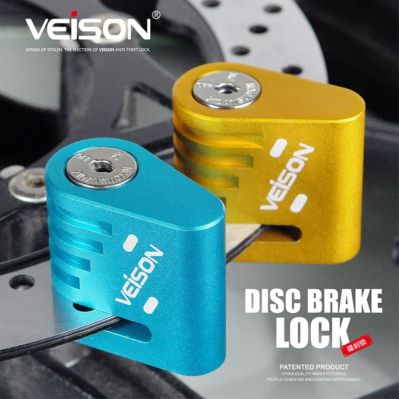 VEISON Motorcycle MTB Bike Bicycle Disc Brake Locks Padlock Motor Anti-theft Locks Waterproof Security Protection Aluminum Alloy