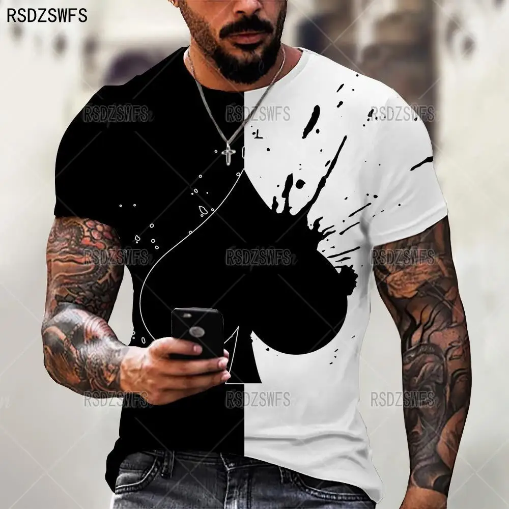 Fashion Poker Ace of Spades Playing Cards 3D Men's T-Shirt Summer Polyester Oversized TShirt Streetwear Trendy Men Clothing Top