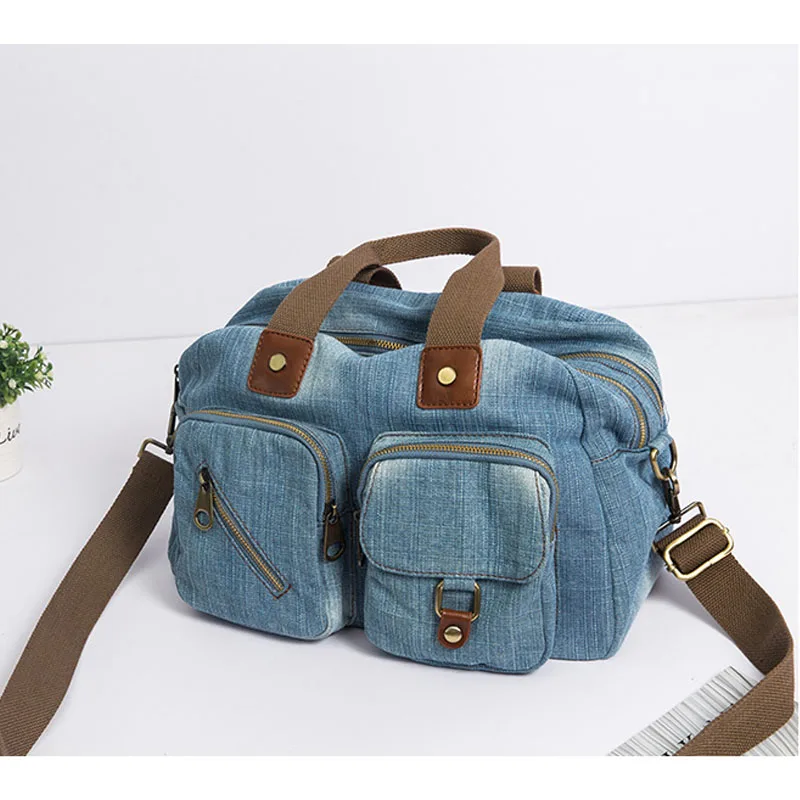 

Винтажная джинсовая сумка iPinee для женщин, высококачественная сумка через плечо с несколькими карманами, женский модный аксессуар