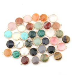 1pc Fashion Faceted Pendants Charm Natural Tiger Eye Stone Agate Rose Quartz Pendant for DIY Necklace Jewelry Making Accessories