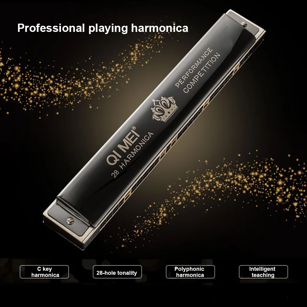 28 Holes Competition Harmonica Stainless Country Jazz Style Mouth Organ Mondharmonica Armonica Beginner Musical Instruments