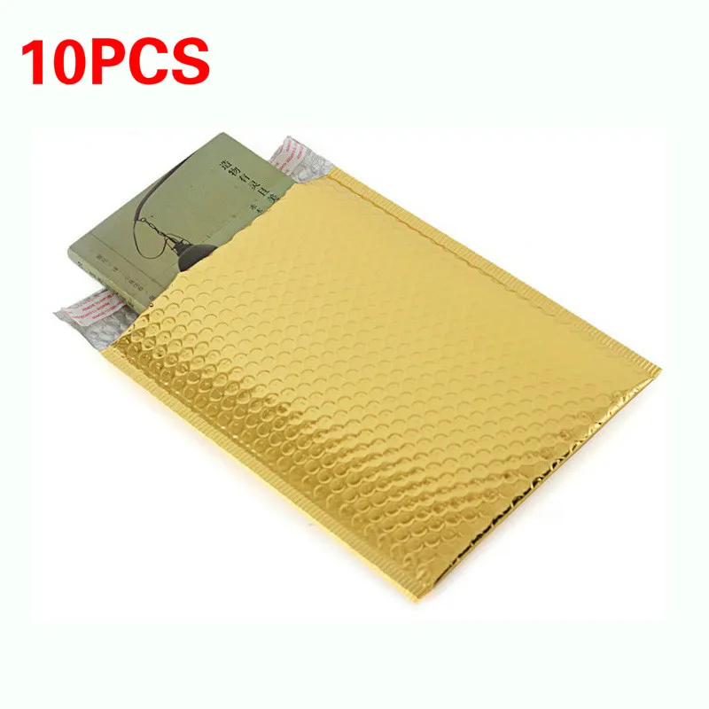 10pc 5.9x5/inch 15x13cm Gold Poly Bubble Mailers Padded Envelopes Self Seal Bubble Shipping Envelope gift bags Christmas Package