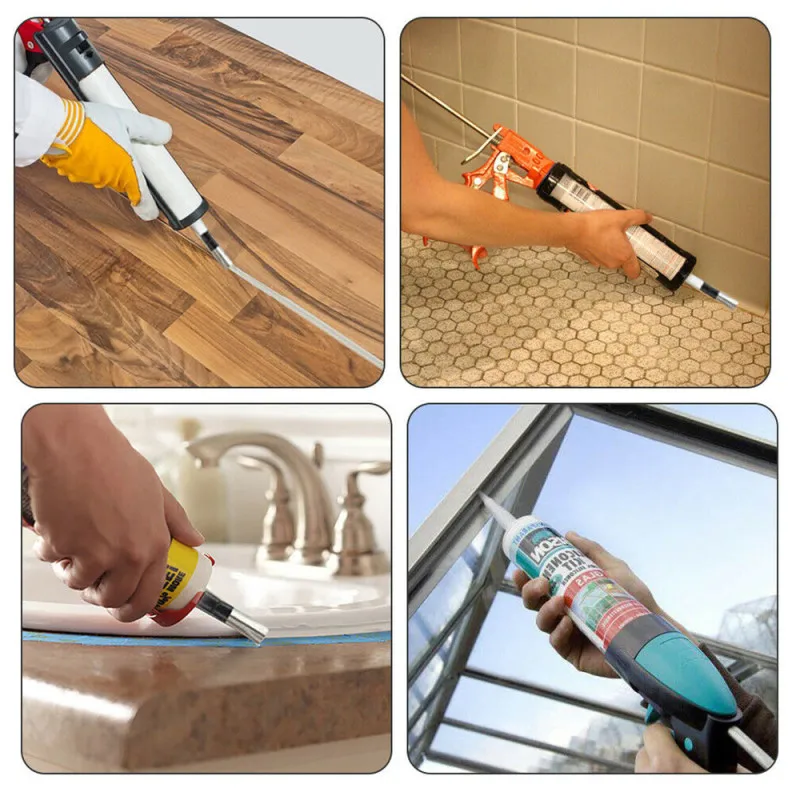 14PCS Caulking Finisher Silicone Sealant Nozzle Glue Remover Scraper Stainless Steel Caulking Gun Nozzle Applicator Tool
