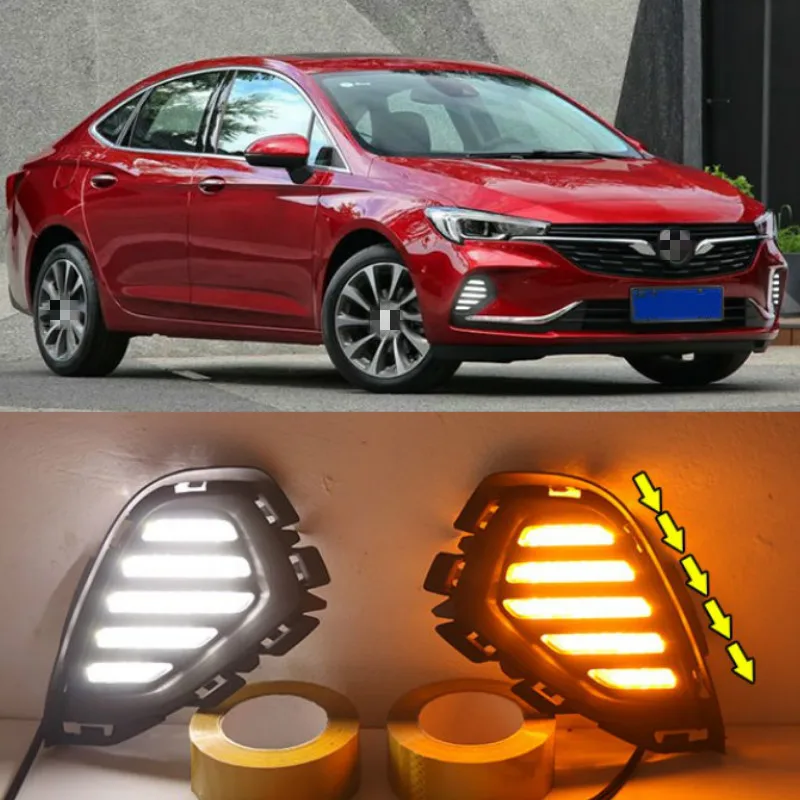 

2Pcs For Buick Verano 2020 Led Daytime Running Light White Driving Yellow Turn signal Light Blue Night Fog Lamp