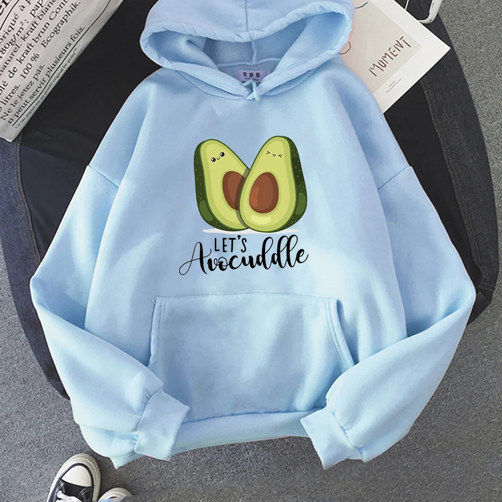 Oversized Hoodies Cartoon Avocado Print Sweatshirt Clothes for teens Women Punk Kpop Clothing Loose Fleece Hoodie Spring Tops