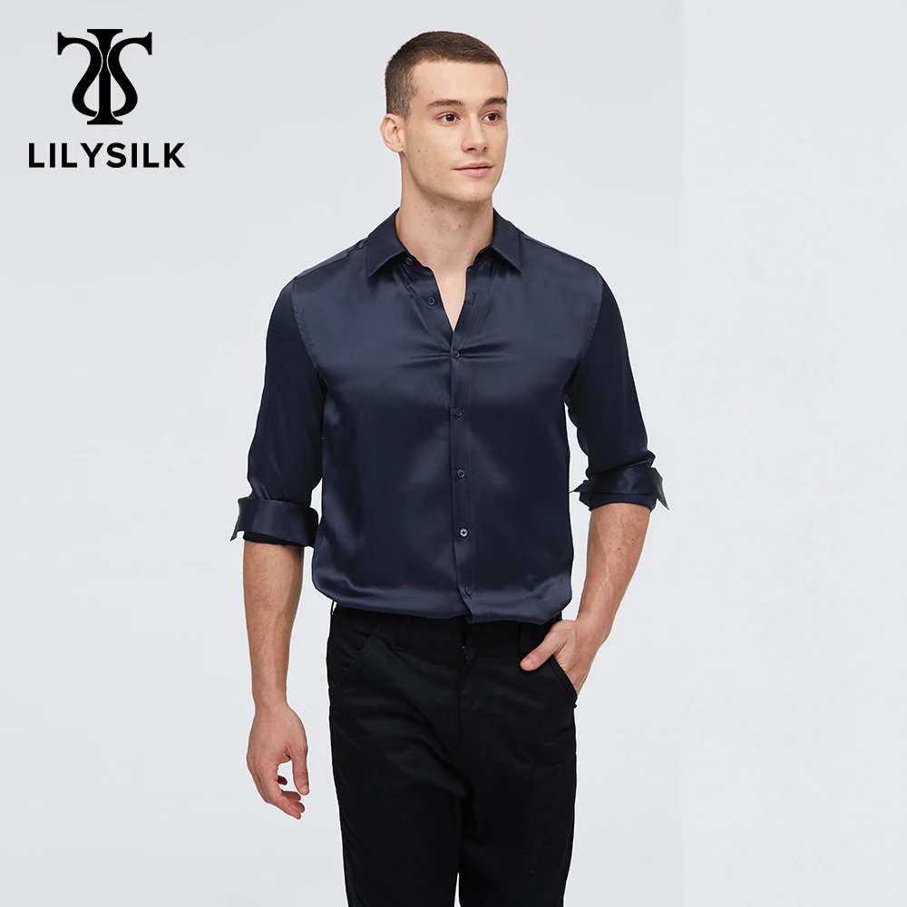 LILYSILK 22 Momme Men Silk Shirt Basic Bussinessman Essentials Top Pure Mulberry Clothing Free Shipping