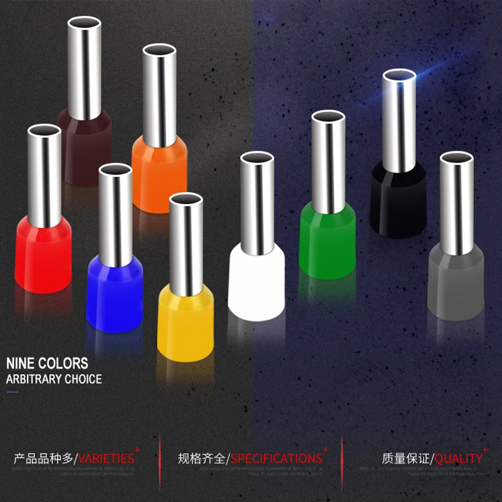 100 pieces/package E0508 E7508 E1008 E1508 E2508 insulated bushing junction box cable end wire connector crimping terminal