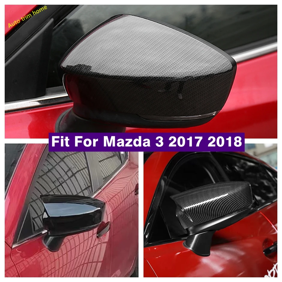 

ABS Carbon Black Ox Horn Side Door Rearview Mirror Decoration Shell Protector Cap Cover Trim For Mazda 3 2017 2018 Accessories