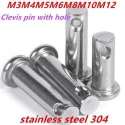 M3M4M5M6M8M10M12M14M16M18M20 Stainless Steel 304 Shaft Flat Head Pins with Hole Positioning Cylindrical Clevis Bolt328