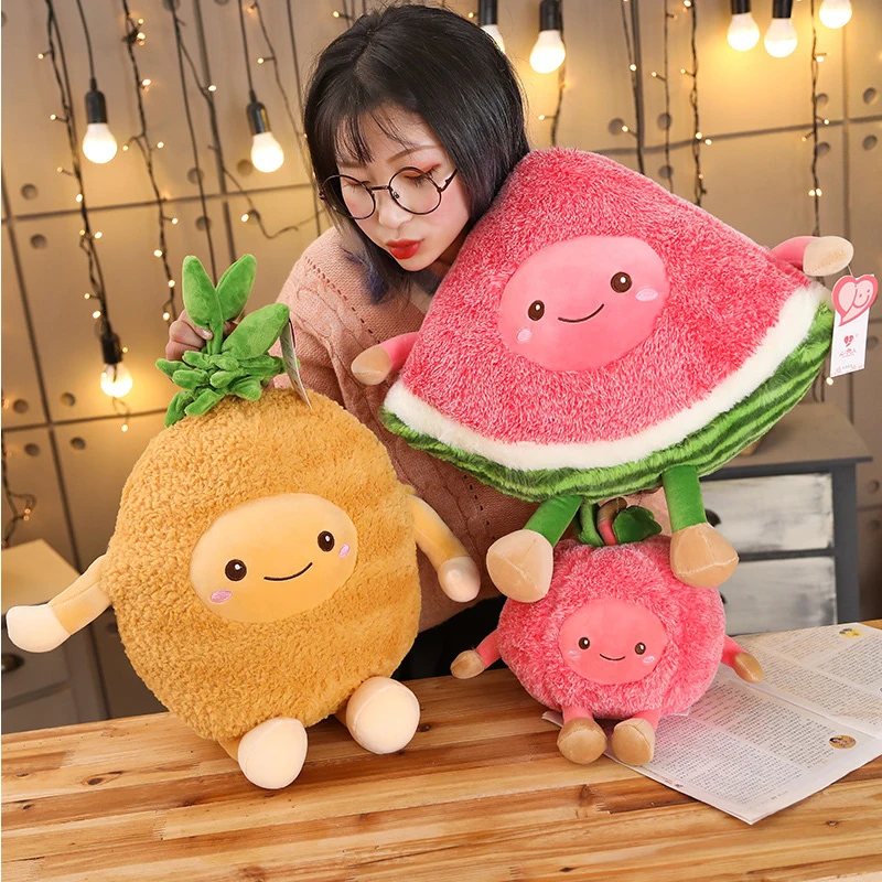 Kawaii Fuzzy Watermelon Cherry Pineapple Fruits Soft Plush Cute Toys Stuffed Dolls Pillow for baby kids children girl gifts