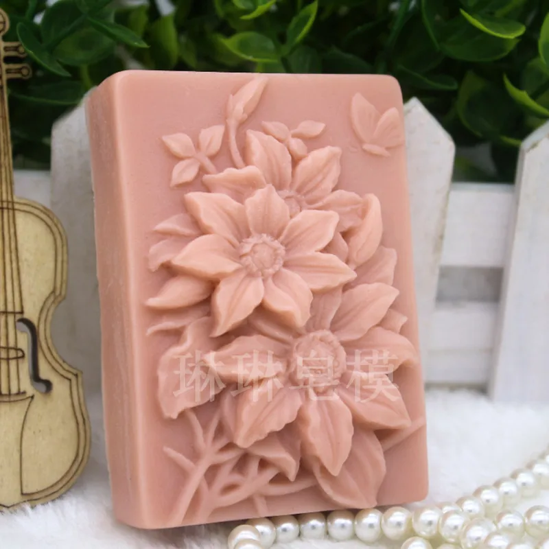 3d Sunflower Soap Mold Rectangle Flower Handmade DIY Soap Making Silicone Molds for  Lotion Bars Resin Crafts Scented Candle