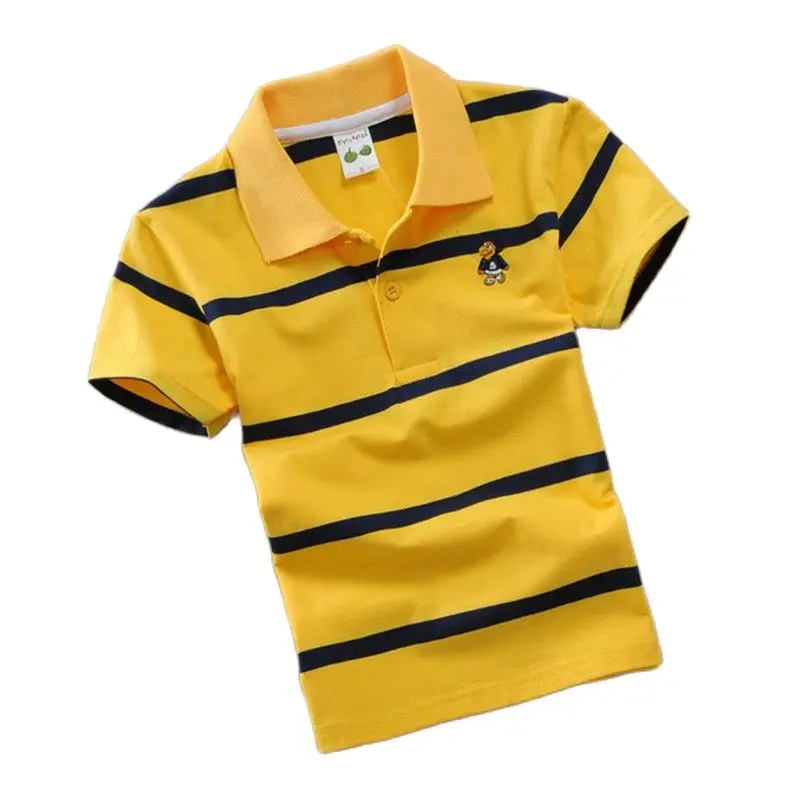 Baby Boy Polo Shirt 2-15 Years Teenagers Summer Kids Children Toddler Short Sleeve Shirts Tops Stripes Fashion Cotton Clothing