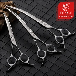 Fenice 6.5/7/7.5 Inch Pet Dogs Gromming Scissors Curved Shears Up Down Pet Hair Cutting Scissors Tools