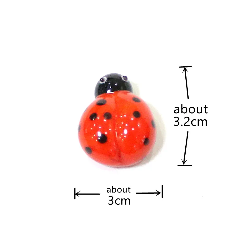 5Pcs Cute Ladybug Mini Figurines Glass Craft Ornaments Tiny Insects Animals Fairy Garden Decor Supplies Ladybird Small Statues