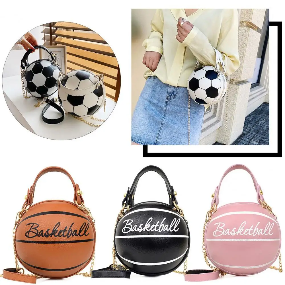 Borsa a tracolla a tracolla in ecopelle a forma di botte da basket rotonda da donna