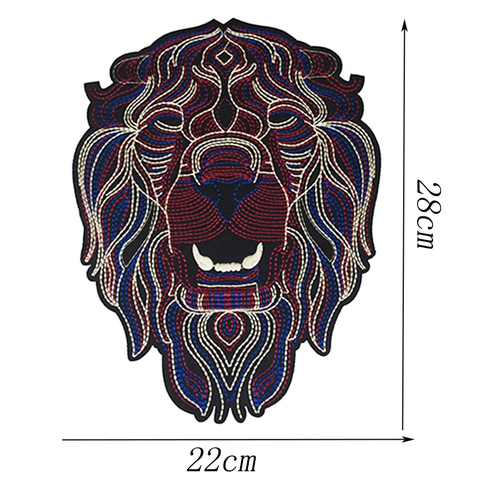 Vendita calda! Patch di T-Shirt ricamate animali Lion Tiger per casco moda per la schiena intera di giacche Patch per motociclista