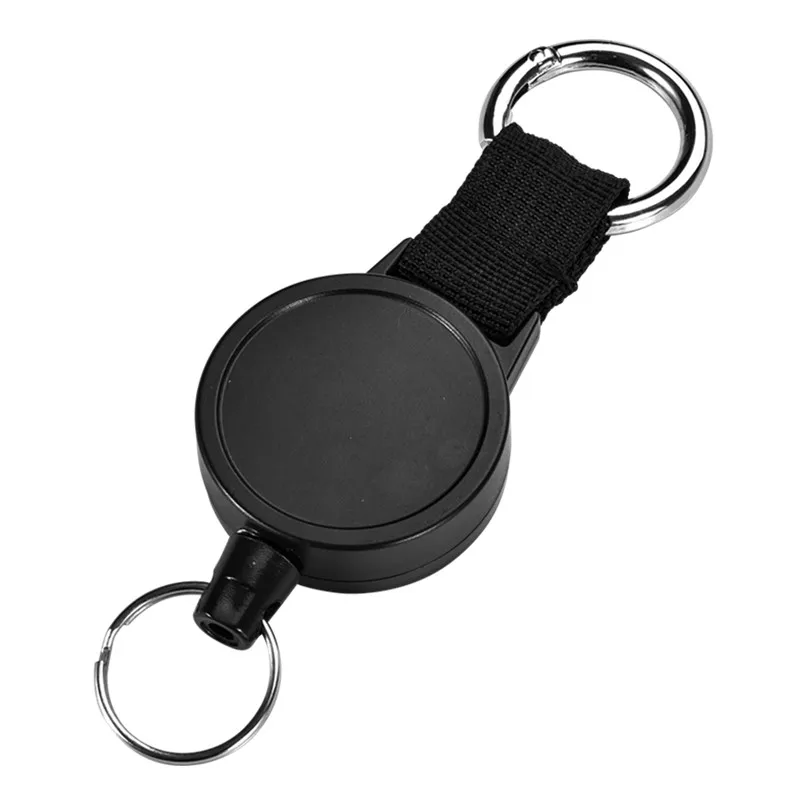 QOONG 80CM Wire Rope Camping Telescopic Burglar Key Holder Tactical Keychain Outdoor Key Ring Return Retractable Key Chain H25