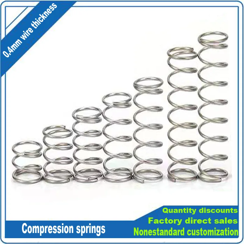 10pcs 304 Stainless Steel Coil Springs Wire diameter 0.3mm 0.4mm 0.5mm Small Compression Spring Return Helica Springs L=5-50mm