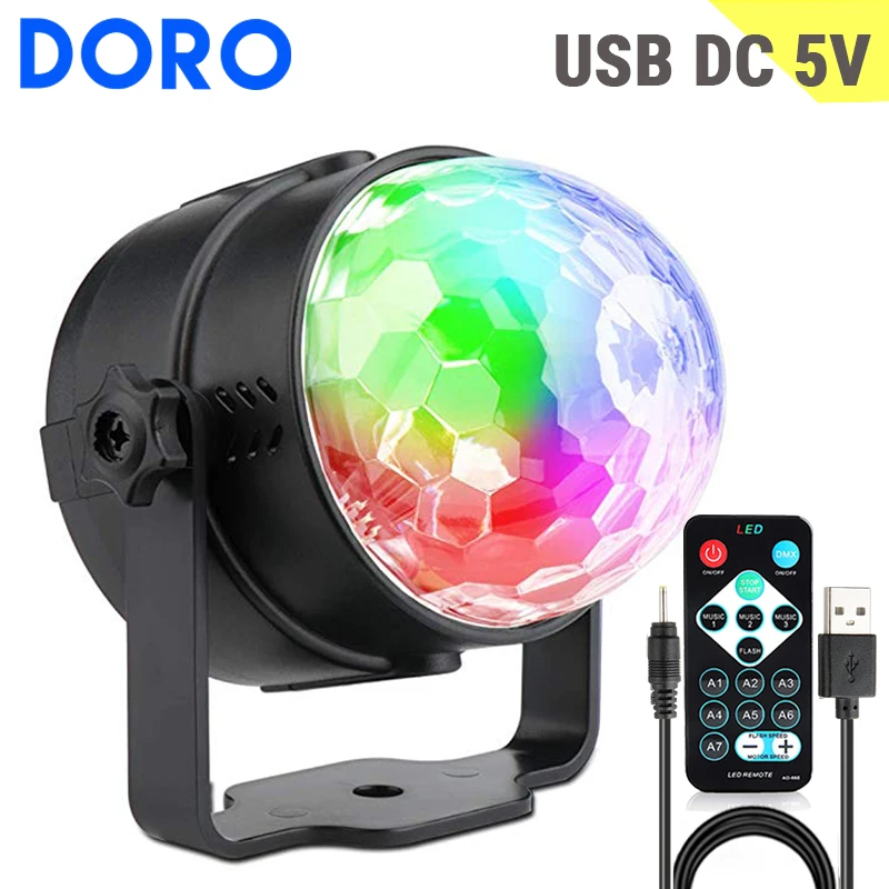 

USB DC 5V Red Green Blue colorful effect stage lights sound activated dj ktv disco light remote control Christmas holiday lights
