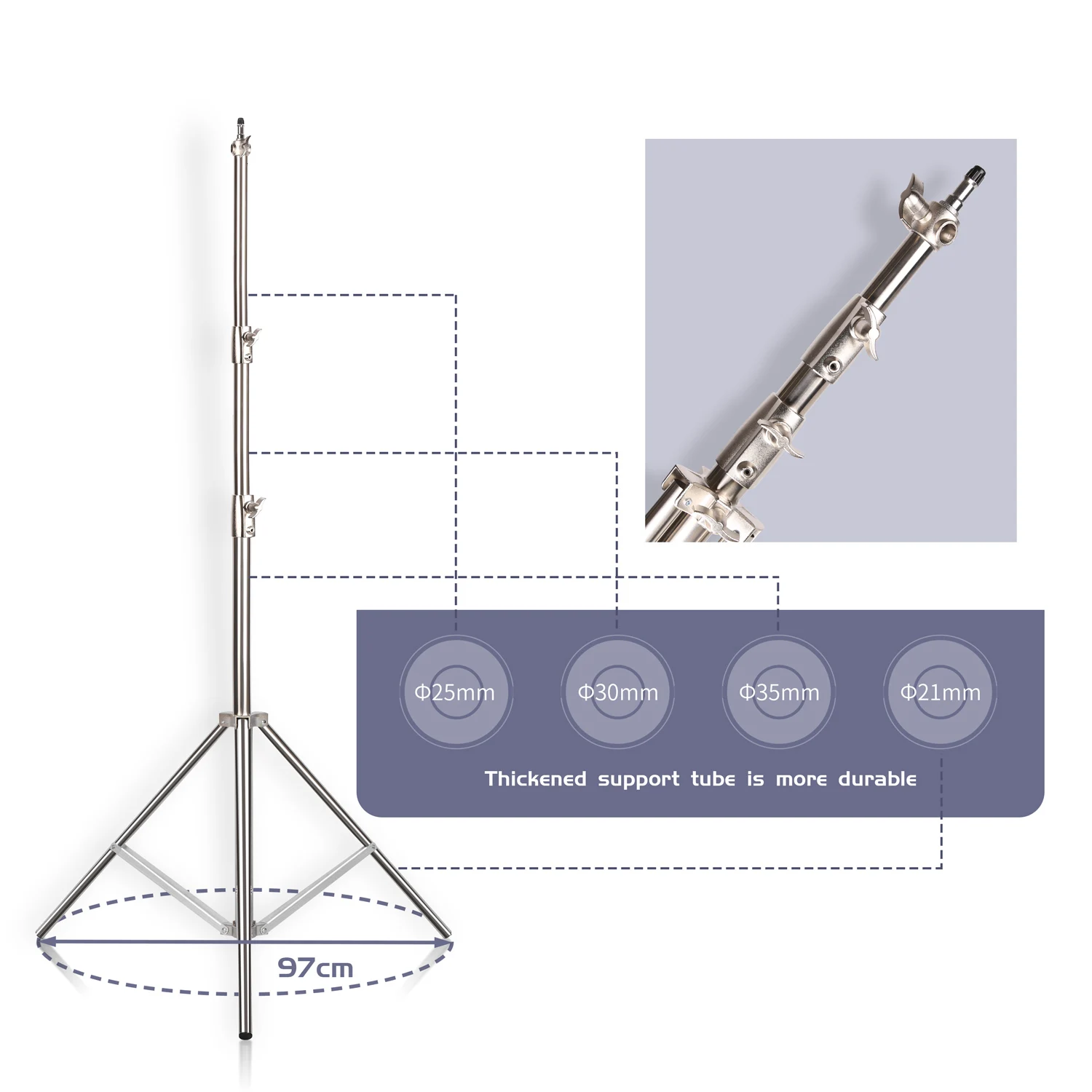 Imagem -04 - Suporte de Luz de com Adaptador Universal Suporte Dobrável a 110 280 cm 2.8m Aço Inoxidável