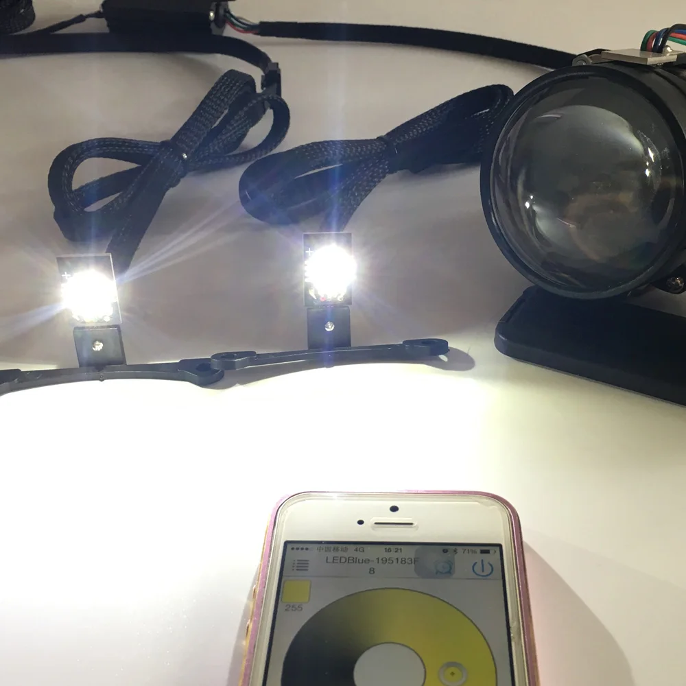 12V  RGBW color led demon eyes for car projector with magic light app bluetooth controller