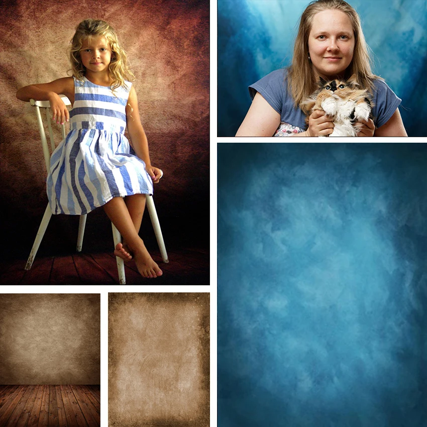 Solid Color Gradient Grunge Wall Wood Floor Photography Background Portrait Photo Zone Photo Backdrop Photocall For Photo Studio