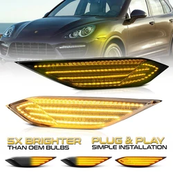 Indicador lateral LED dinámico para coche, luz intermitente de flecha, 2 piezas, para Porsche Cayenne 958, 92A, 2011-2014, #95863107200