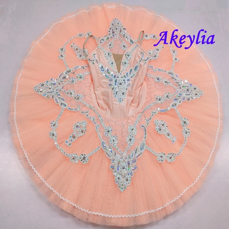 

Peach Professional Ballet Tutu girls orange nutcracker Classical Pancake Tutu red Stage Performance Costume For women child
