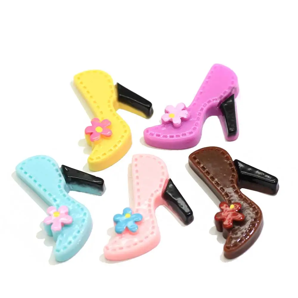 50/100/pcs Colorful High heeled Shoes Shape Resin Cabochon for Diy Accessories Earring Decorations