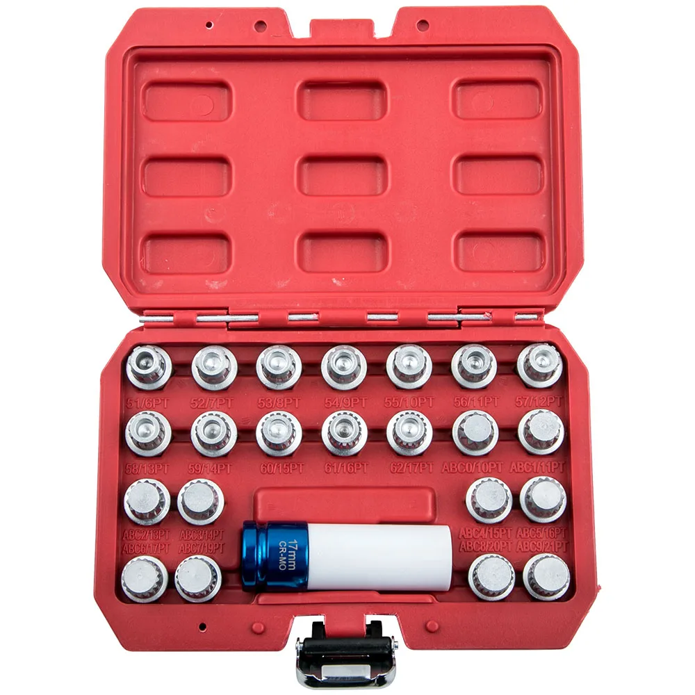 23 pieces Locking Wheel Nut Remover Tool Wheels Nuts Wrench Set for VW for VAG rim locks for Audi