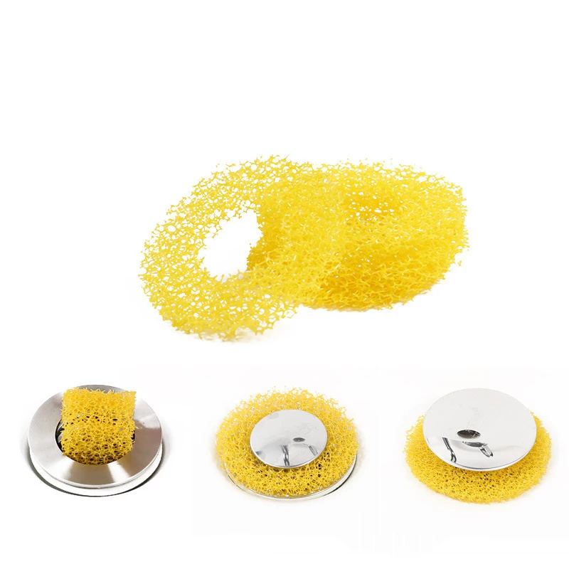 Bathroom Hair Sewer Filter Drain Cleaning Sponge Kitchen Sink Drain Filter Strainer Anti Clogging Floor Wig Removal Consumables