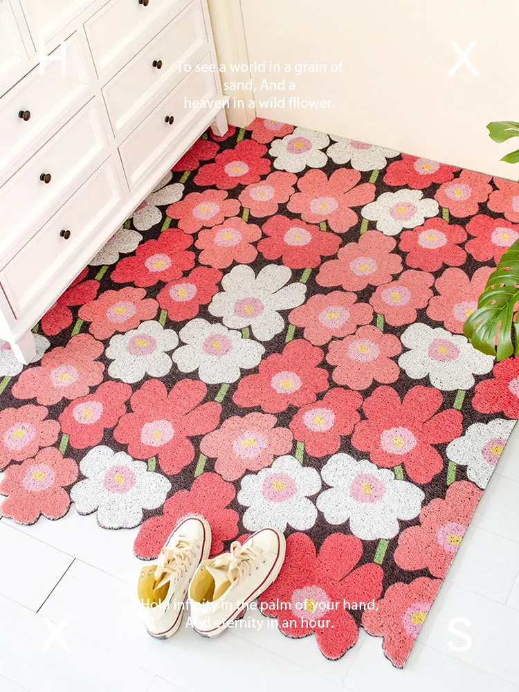 Welcome Mat Flowers Resist Dirt Indoor Outdoor Front Door Rug Bathroom Mats Entrance Doormat Large Carpet Non Slip Rubber Back