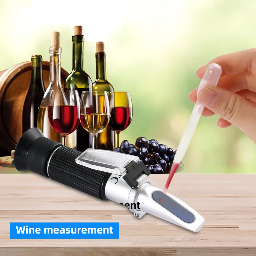 0-40% Brix 0-25% Alcohol Grapes Wine Refractometer ATC Handheld Concentration Meter Fruit Sugar Content Tester Measurement