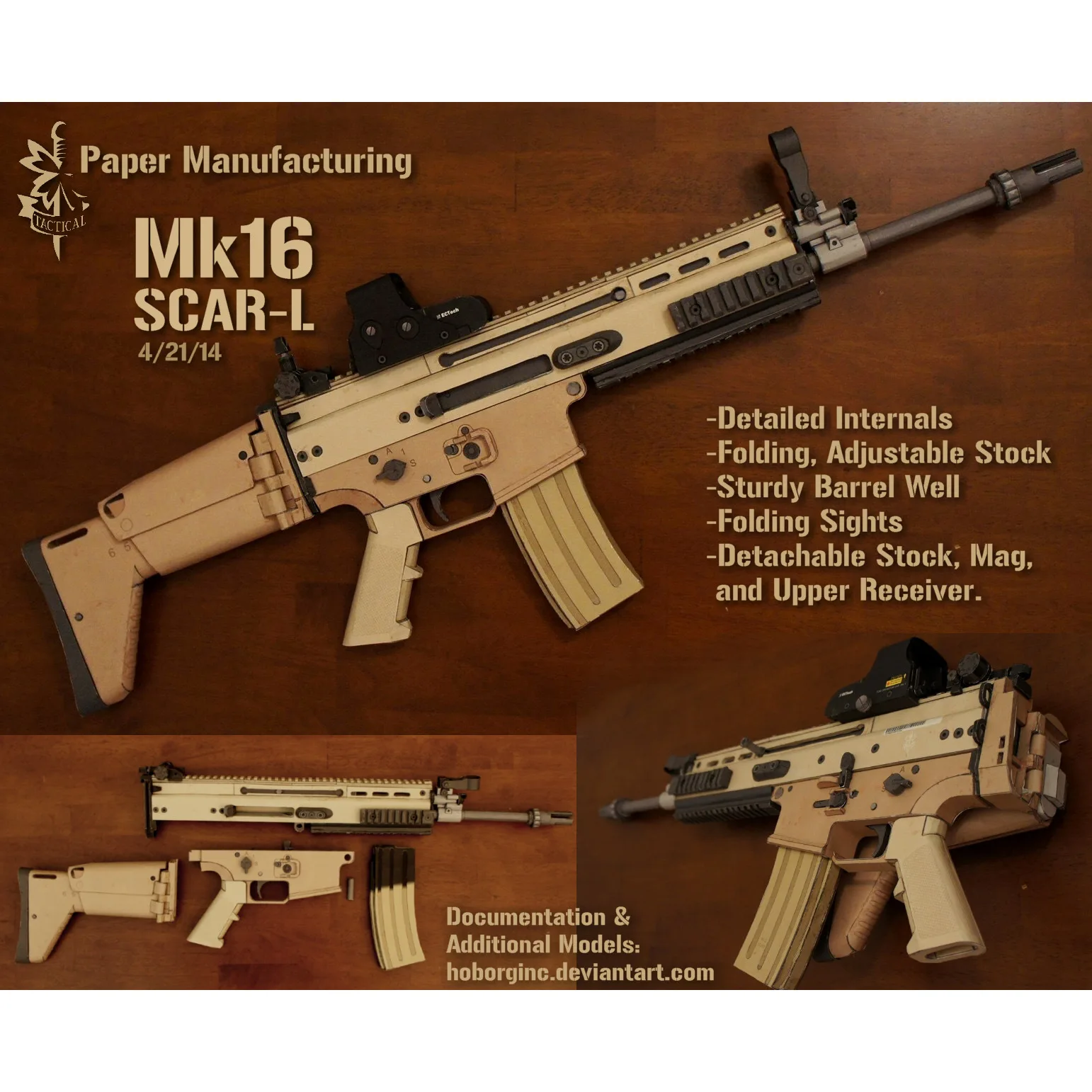 1:1 MK16 Paper Model Gun SOF Combat Assault Rifle SCAR   DIY 3D Paper Card Model Building Sets Construction Toys Military Model