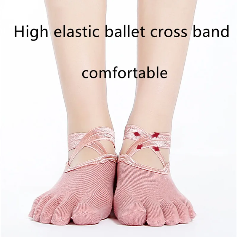 1 pair Women\'s socks fashion brand original design Yoga socks cross dance socks glue dispensing finger exposed five finger socks