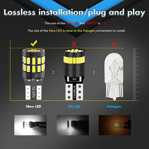 Светодиодные лампы T10 W5W 30SMD 3014 Canbus, 2 шт. - Белый, Синий, Красный, Желтый — внешний вид товара