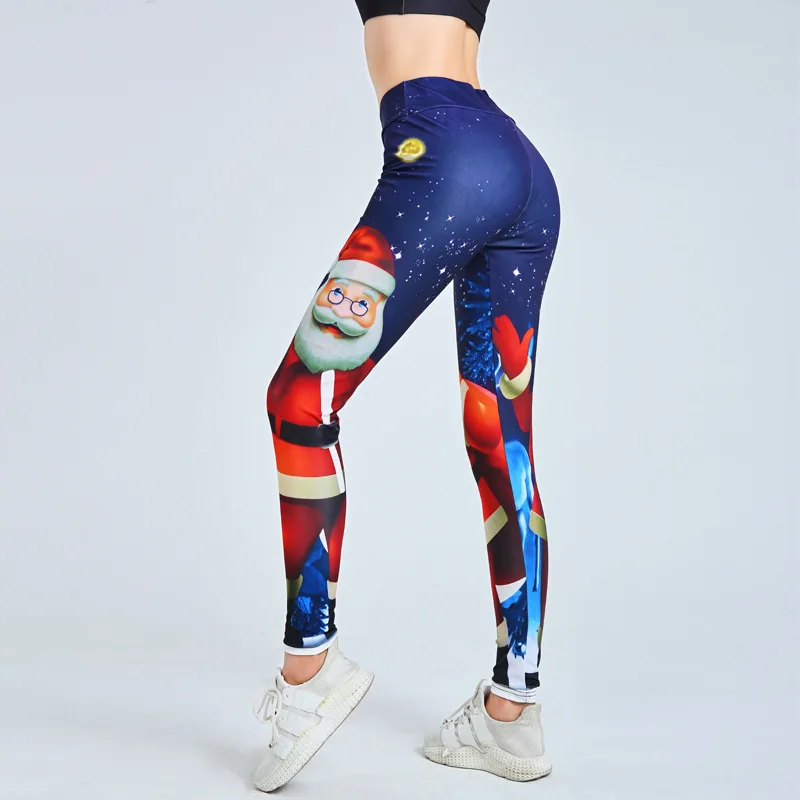 

Santa Claus Printed Leggings Women Fitness Work Out Leggins Womens Gym Sexy Legging Anti Cellulite Sport Running High Waist