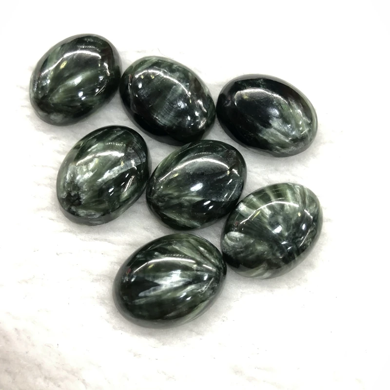 5ps/lot Natural Seraphinite Bead cabochon,8x10mm 10x14mm 12x16mm 13x18mm 15x20mm 22x30mm Oval clinochlore Gem Cabochon Ring Face