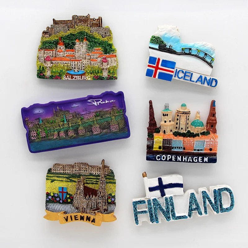 

World Tourism refrigerator sticker Copenhagen Prague Finland Spain bullfighter Germany refrigerator sticker fridge magnets gifts