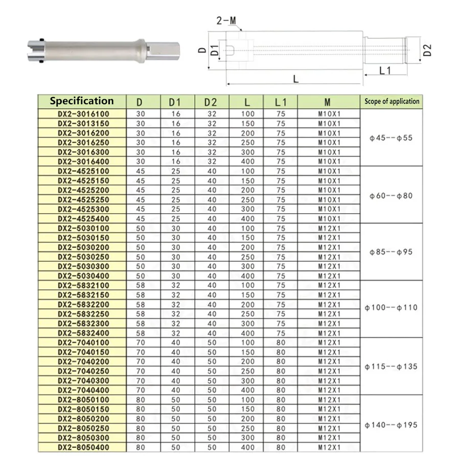 VMD Drill Connecting Rod Extension Rod 100mm 150mm 200mm 400mm 800 DXZ Internally Cooled Drilling Bit Tool Holder CNC Lathe Tool