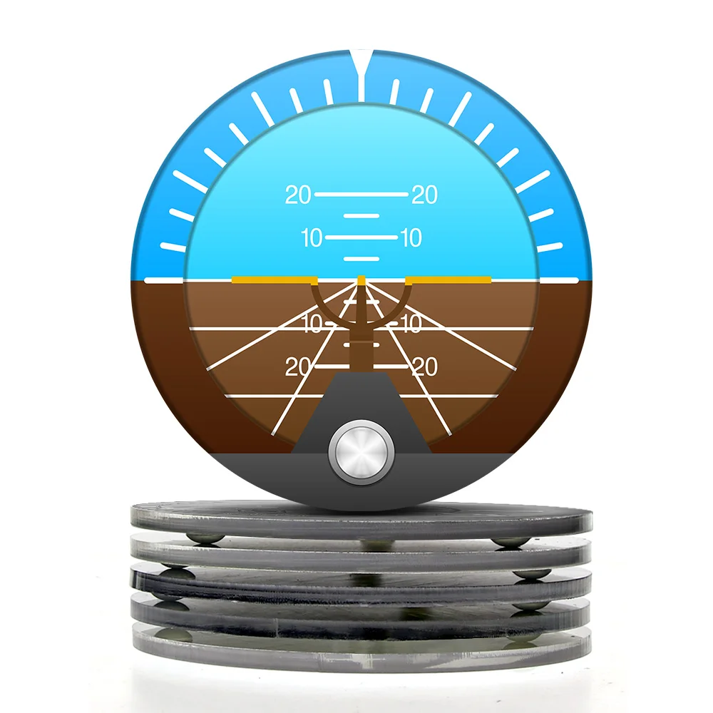 Juego de 6 posavasos para instrumentos de avión, instrumentos de vuelo modernos, posavasos para cóctel, navegador, decor