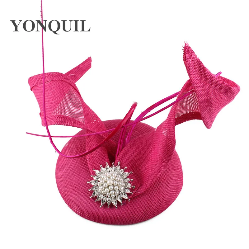 Frauen Frühling Licht Blau Fascinator Cocktail Hut Haarbänder Mesh Kopfstück Nachahmung Sinamay Mode Damen Elegante Zubehör – Detail 13