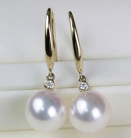 Free Shipping gorgeous pair of 11-12mm south sea white pearl earring