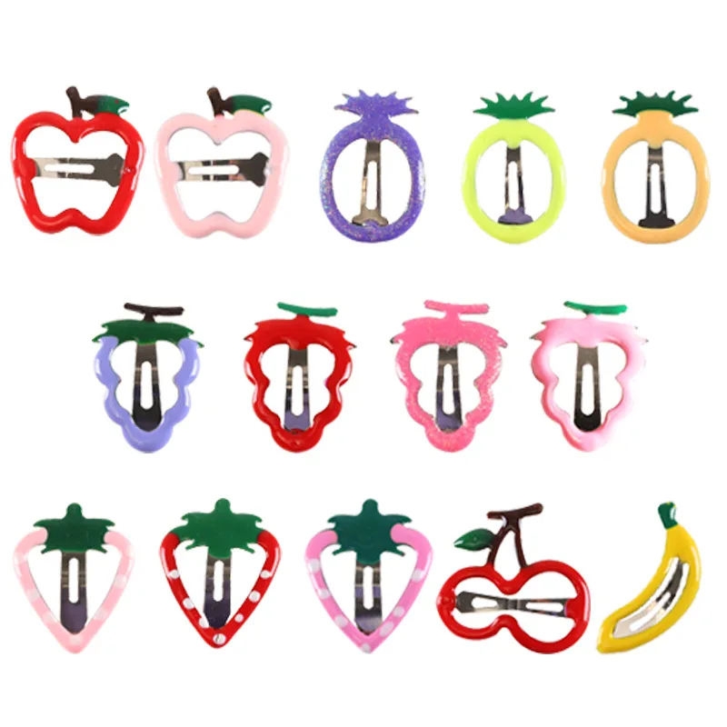 10 Pcs Girls Cute Fruit Hairpins Fruit dripping oil Hair BB clip Side collet Barrettes Headband Kids Hair accessories