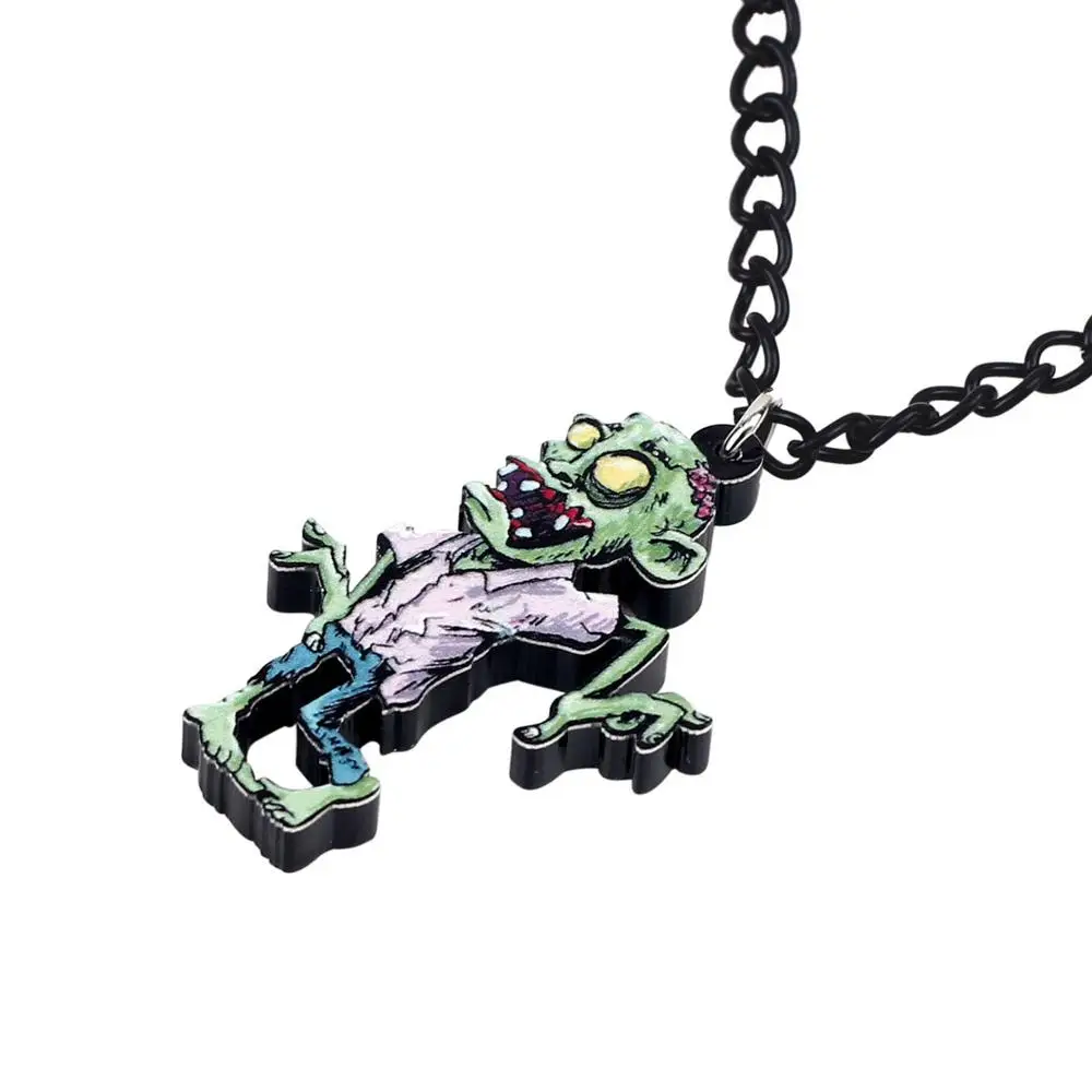 Bonsny Acrylic Halloween Horrible Scary Zombie Necklace Choker Fashion Anime Jewelry Women Kids Girls Teens Party Charms Gift