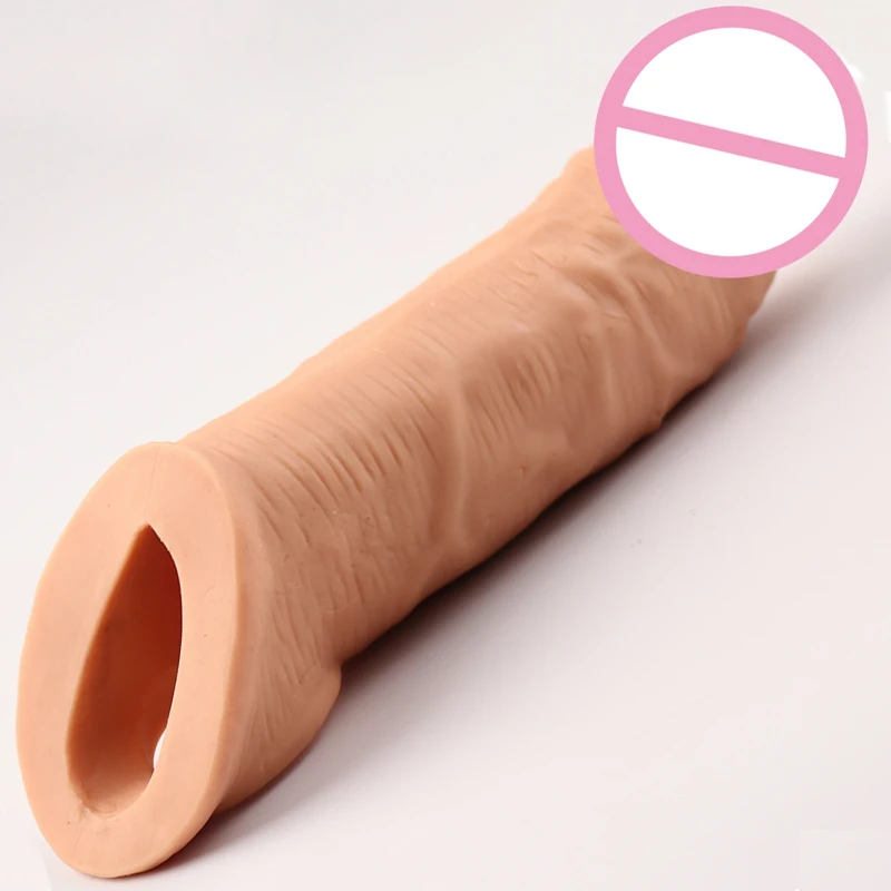 20Cm Thicken Condom Reusable Penis Enlargement Sleeve Realistic Dick Dildo Cock Ring Delay Ejaculation Sex Toys For Men Sex Shop