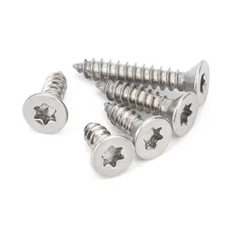 5/50x ST2 M2.3 M2.6 M3 M3.5 M4 M5 M6 304 A2 Stainless Steel Six Lobe Torx Flat Countersunk Head Security Self-tapping Wood Screw